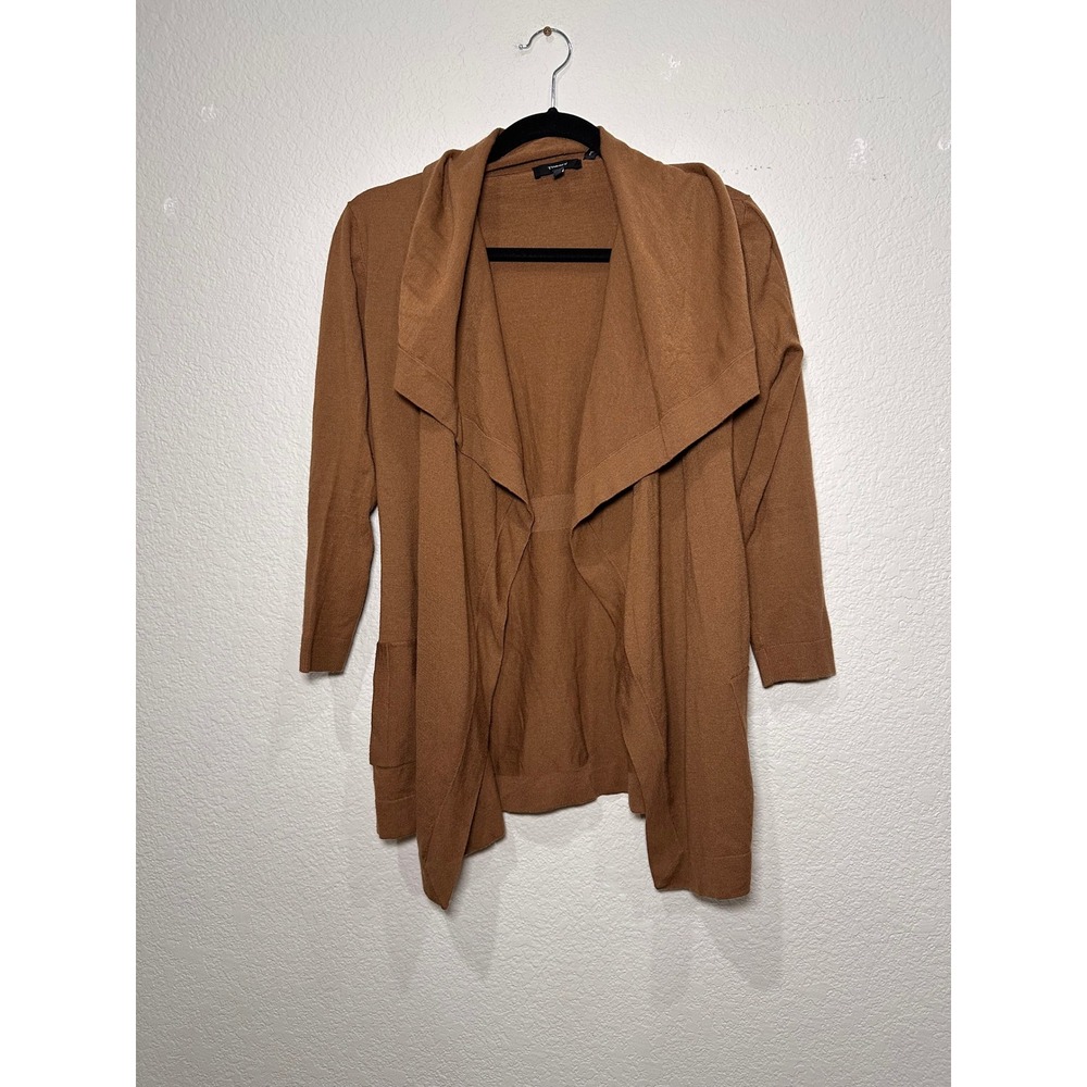 Theory Maritza Evian Stretch Wool Blend Cardigan Sweater Camel Tan S‎